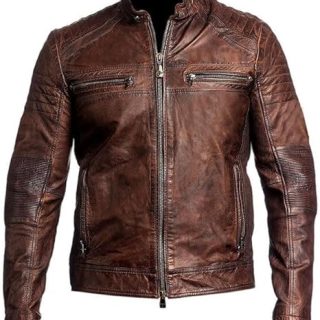Men's Leather Jacket - Motorcycle Brown Leather Jacket