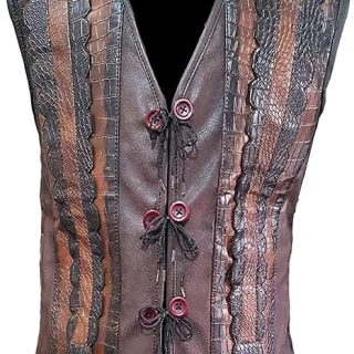 Mens Crocodile Brown Leather Vest | Crocodile Leather Vest