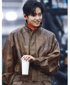 Arirang Goyang Event Kim Taehyung Brown Leather Jacket