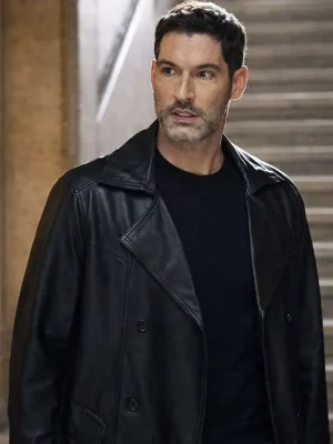 CIA 2026 Tom Ellis Black Leather Coat