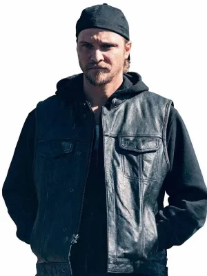 Luke Grimes Marshals Black Leather Vest