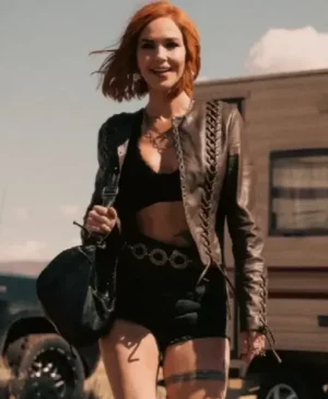 Marshals Belle Skinner Brown Lace Up Leather Jacket