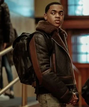 Power Book II Ghost Tariq St Patrick Brown Shearling Jacket