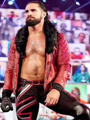 WWE Seth Rollins Quilted Red Leather Jacket