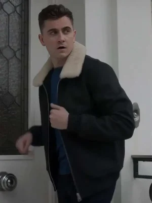 Ted Lasso S03 Stephen Manas Black Shearling Jacket