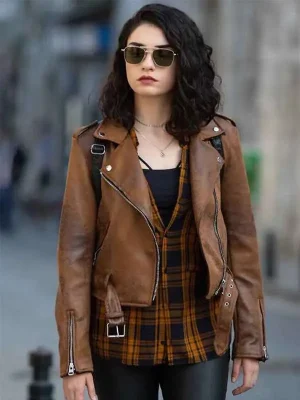 Hazar Ergüçlü The Protector Brown Leather Jacket