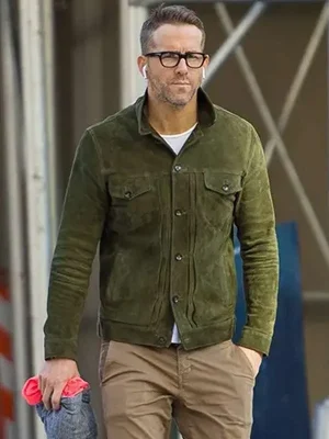 Welcome to Wrexham Ryan Reynolds Green Suede Jacket