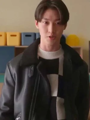 Min Ho XO Kitty S01 Shearling Black Leather Jacket