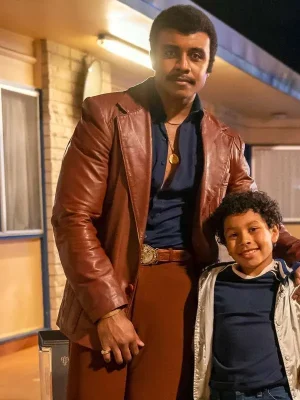 Rocky Johnson Young Rock Brown Leather Blazer