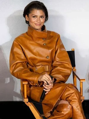 Zendaya Dune 3 Movie Premiere Brown Leather Jacket